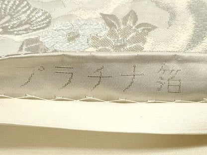 平和屋着物◎六通柄袋帯　風景花文　しよう美　プラチナ箔　正絹　逸品　DABA8368xg