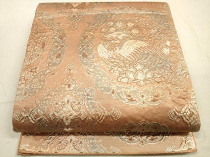 平和屋着物◎六通柄袋帯 鳳凰花文 錦繍 銀糸 正絹 逸品 DABA8370xg