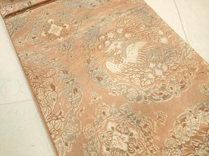 平和屋着物◎六通柄袋帯 鳳凰花文 錦繍 銀糸 正絹 逸品 DABA8370xg