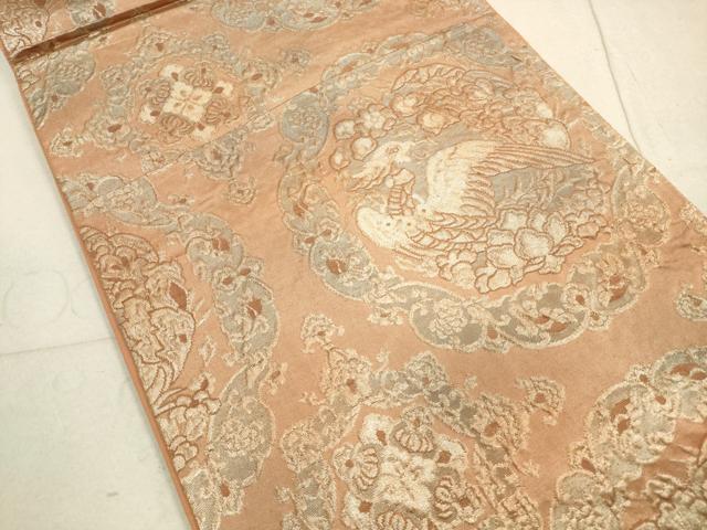 平和屋着物◎六通柄袋帯 鳳凰花文 錦繍 銀糸 正絹 逸品 DABA8370xg