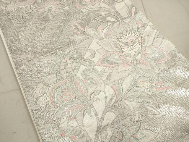 平和屋着物◎六通柄袋帯 唐織 シンハサン更紗花文 プラチナ箔 正絹 逸品 DABA8372xg