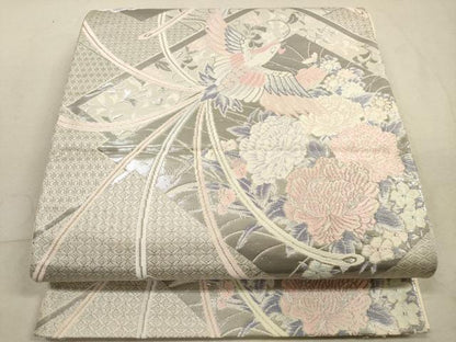 平和屋着物◎六通柄袋帯 唐織 清香鳳凰文 プラチナ箔 正絹 逸品 DABA8375xg