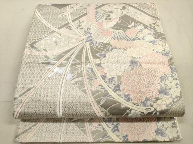 平和屋着物◎六通柄袋帯 唐織 清香鳳凰文 プラチナ箔 正絹 逸品 DABA8375xg