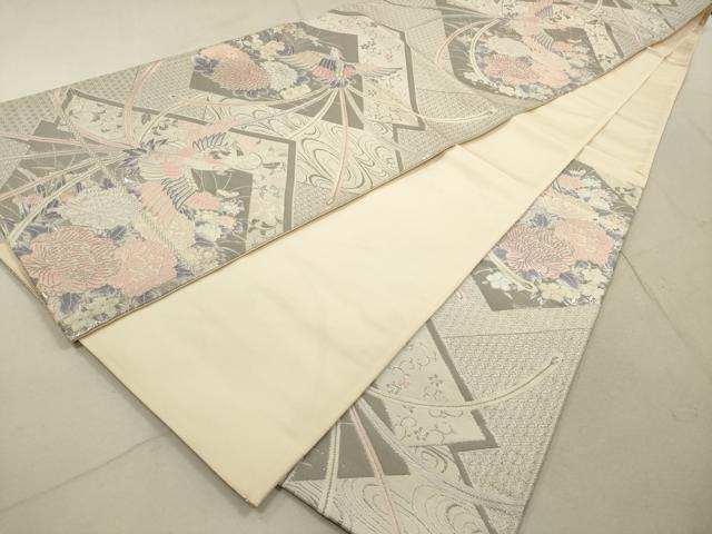 平和屋着物◎六通柄袋帯 唐織 清香鳳凰文 プラチナ箔 正絹 逸品 DABA8375xg