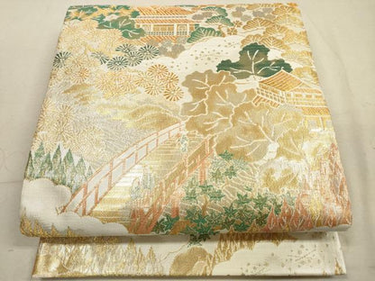 平和屋着物◎佐賀錦　六通柄袋帯　浩彩二重縦　金銀糸　正絹　逸品　DABA8378xg