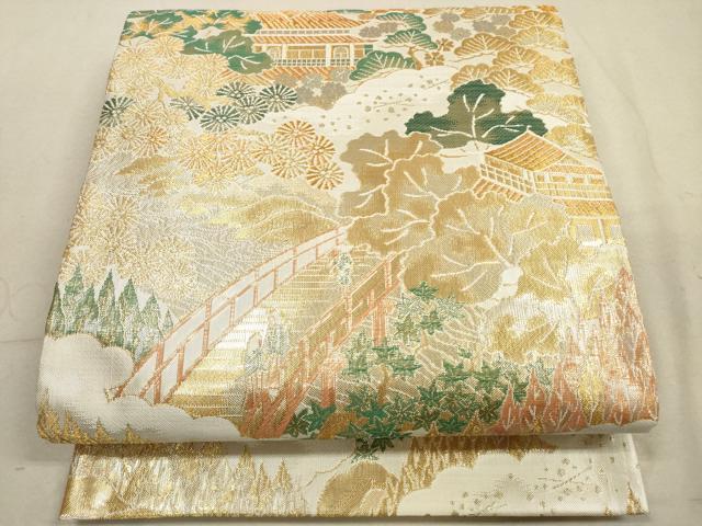 平和屋着物◎佐賀錦　六通柄袋帯　浩彩二重縦　金銀糸　正絹　逸品　DABA8378xg
