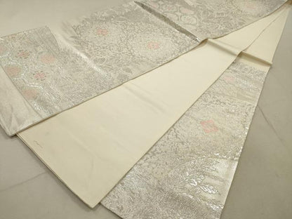 平和屋着物◎西陣　六通柄袋帯　唐織　正倉院花文　銀糸　正絹　逸品　DABA8429xg