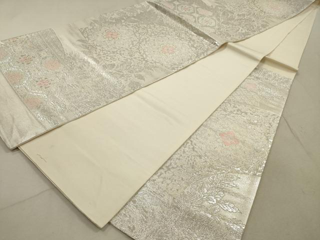 平和屋着物◎西陣　六通柄袋帯　唐織　正倉院花文　銀糸　正絹　逸品　DABA8429xg