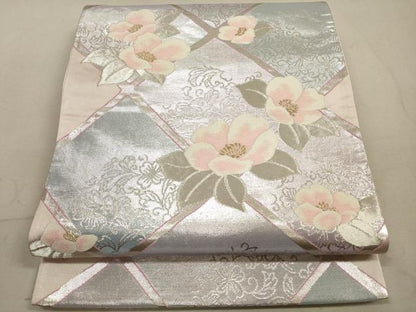 平和屋着物◎六通柄袋帯 草花文 金銀糸 正絹 逸品 DABA8444xg