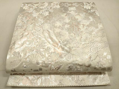 平和屋着物◎西陣　六通柄袋帯　更紗花文　二重箔錦織　正絹　逸品　DABA8474xg