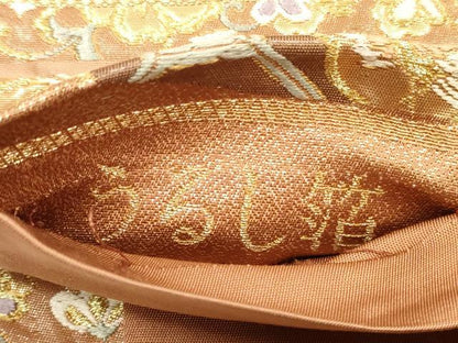 平和屋着物◎六通柄袋帯 唐織 横段更紗花文 うるし箔 正絹 逸品 DABA8475xg