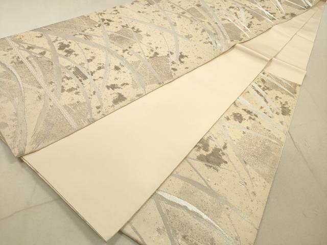 平和屋着物◎西陣　服部織物謹製　六通柄袋帯　芝草文　こはく錦　銀糸　正絹　逸品　DABA8478xg