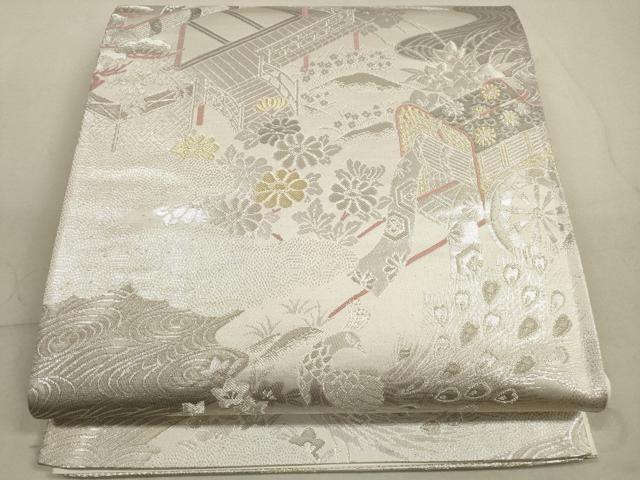 平和屋着物◎六通柄袋帯　プラチナ箔二重織　平安花鳥　正絹　逸品　DABA8487xg