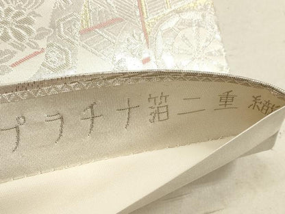 平和屋着物◎六通柄袋帯　プラチナ箔二重織　平安花鳥　正絹　逸品　DABA8487xg