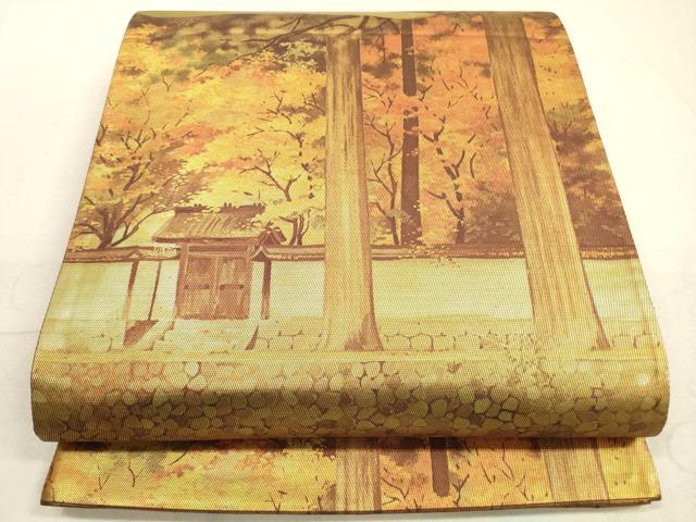平和屋着物◎六通柄袋帯　風景文　正絹　逸品　DABA8491xg
