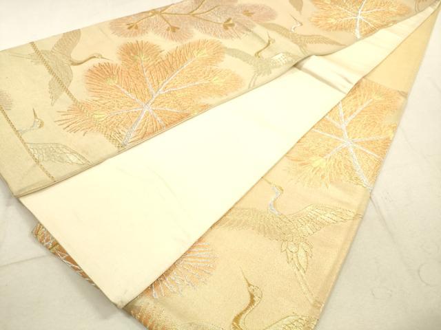 平和屋着物◎六通柄袋帯 飛鶴松文 金銀糸 正絹 逸品 DABA8508xg