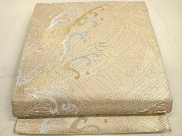 平和屋着物◎六通柄 本袋帯 立波文 金銀糸 正絹 逸品 DABA8509xg