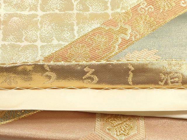 平和屋着物◎六通柄袋帯 唐織 吉祥花鳥文 本うるし箔 正絹 逸品 DABA8520xg