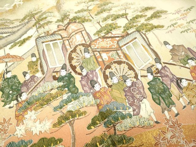 平和屋着物■豪華黒留袖 作家物 御所車人物花文 暈し染め 金銀彩 正絹 逸品 DABA8668du