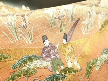 平和屋着物■豪華黒留袖 作家物 御所車人物花文 暈し染め 金銀彩 正絹 逸品 DABA8668du