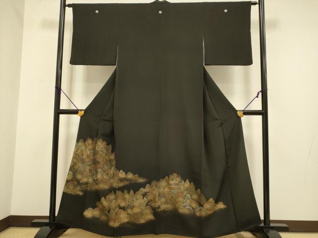 平和屋着物■豪華黒留袖　風景文　金彩　正絹　逸品　DABA8756du