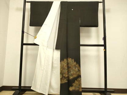 平和屋着物■豪華黒留袖　風景文　金彩　正絹　逸品　DABA8756du