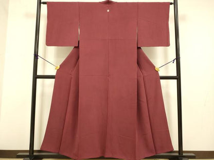平和屋着物■上質な色無地　濃い海老茶色　正絹　逸品　DABA8805du