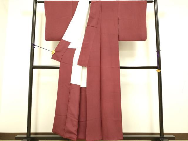 平和屋着物■上質な色無地　濃い海老茶色　正絹　逸品　DABA8805du