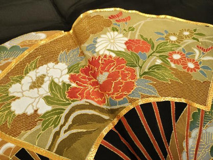 平和屋着物■豪華黒留袖　駒刺繍　扇面花文　金彩　正絹　逸品　DABA8813du