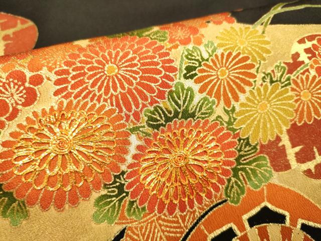 平和屋着物■豪華黒留袖　駒刺繍　花車文　金彩　正絹　逸品　DABA8815du