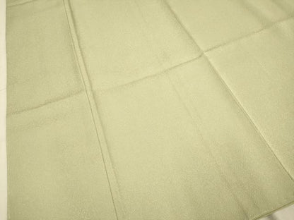平和屋着物●洗える最高級着物　＜英＞はなぶさ謹製　色無地　花唐草地紋　白橡色　未使用　DABA8868du