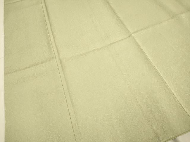 平和屋着物●洗える最高級着物　＜英＞はなぶさ謹製　色無地　花唐草地紋　白橡色　未使用　DABA8868du