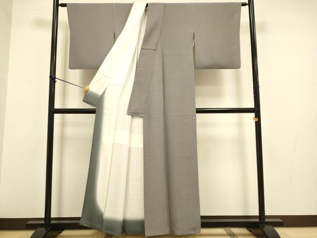 平和屋着物●江戸小紋 万筋 茶鼠色×蝋色 正絹 逸品 DABA8869du