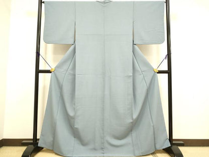 平和屋着物●洗える最高級着物　＜英＞はなぶさ謹製　色無地　濃い桔梗鼠色　DABA8873du