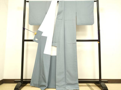 平和屋着物●洗える最高級着物　＜英＞はなぶさ謹製　色無地　濃い桔梗鼠色　DABA8873du