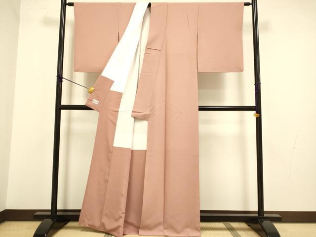 平和屋着物●洗える最高級着物　＜英＞はなぶさ謹製　色無地　水柿色　DABA8874du 平和屋着物○洗える最高級着物 ＜英＞はなぶさ謹製 色無地 水柿色