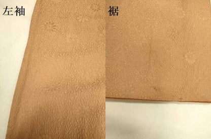 平和屋着物●上質な色無地　花尽くし地紋　胡桃色　正絹　逸品　DABA8876du