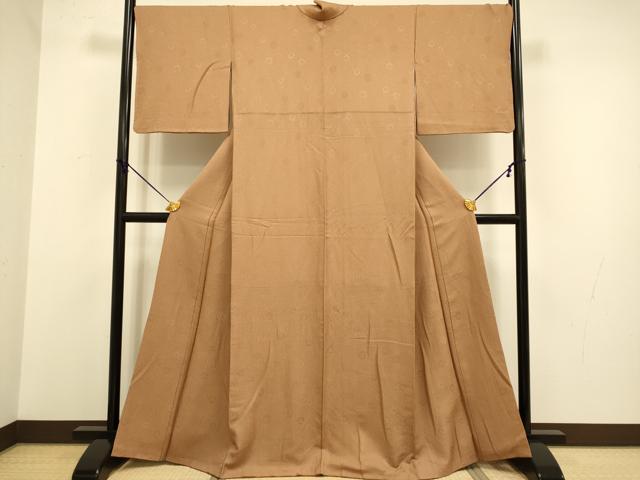 平和屋着物●上質な色無地　花尽くし地紋　胡桃色　正絹　逸品　DABA8876du 平和屋着物○上質な色無地 花尽くし地紋 胡桃色 正絹 逸品 DABA8876du