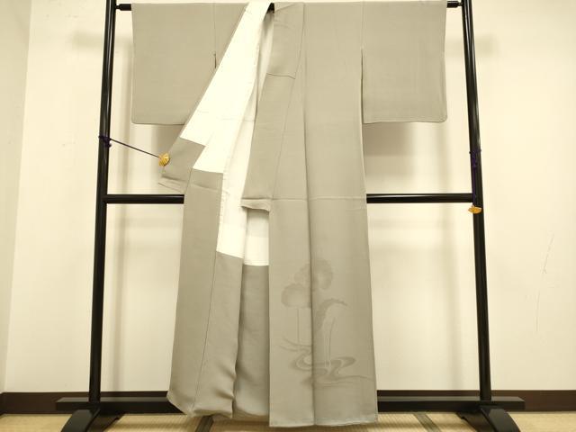 平和屋着物●豪華色留袖 蓮地紋 生壁色 正絹 逸品 DABA8878du