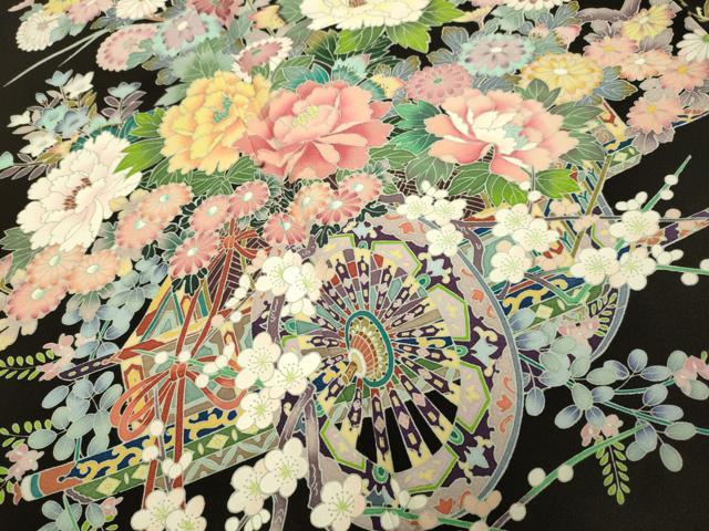 平和屋着物●豪華黒留袖　友禅　作家物　花車文　作家物　正絹　逸品　DABA8880du