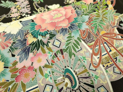 平和屋着物●豪華黒留袖　友禅　作家物　花車文　作家物　正絹　逸品　DABA8880du