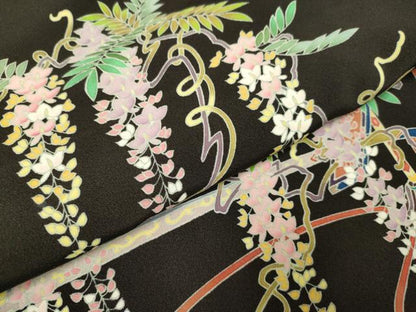 平和屋着物●豪華黒留袖　友禅　作家物　花車文　作家物　正絹　逸品　DABA8880du