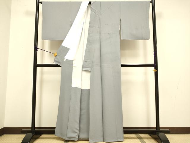 平和屋着物○上質な色無地 桔梗鼠色 正絹 逸品 DABA8881du
