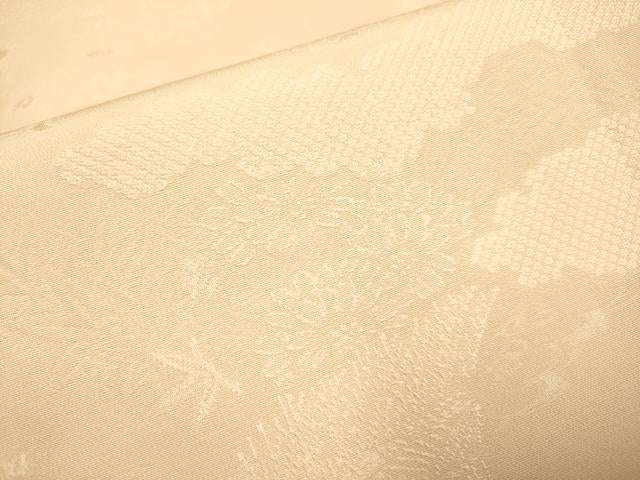 平和屋着物●上質な色無地　雲取花地紋　雄黄色　正絹　逸品　DABA8882du