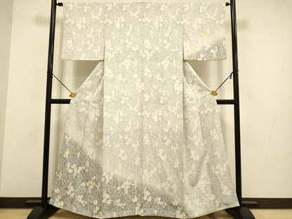 平和屋着物●訪問着 駒刺繍 葡萄蔦の葉文 暈し染め 正絹 逸品 DABA8885du