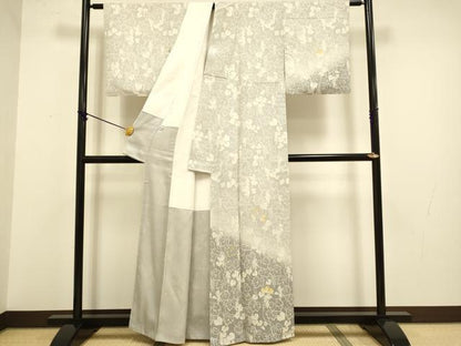 平和屋着物●訪問着 駒刺繍 葡萄蔦の葉文 暈し染め 正絹 逸品 DABA8885du