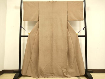 平和屋着物●洗える最高級着物 ＜英＞はなぶさ謹製 江戸小紋 万筋 渋紙色×洗柿色 鬼しぼ縮緬 DABA8886du