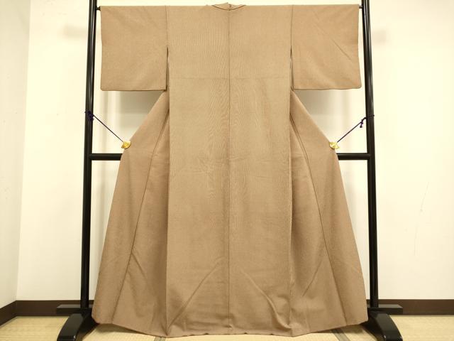 平和屋着物●洗える最高級着物 ＜英＞はなぶさ謹製 江戸小紋 万筋 渋紙色×洗柿色 鬼しぼ縮緬 DABA8886du