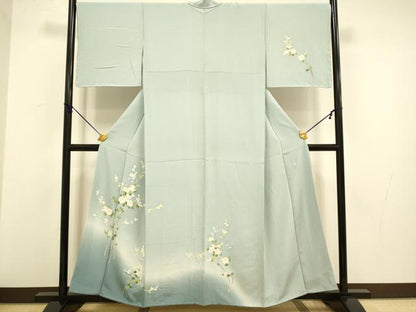 平和屋着物●本加賀友禅作家 南克治 訪問着 枝花文 暈し染め 正絹 逸品 未使用 DABA8892du