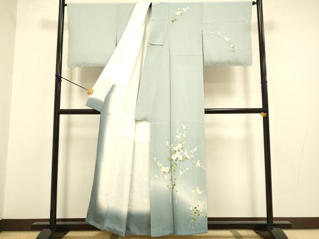 平和屋着物●本加賀友禅作家 南克治 訪問着 枝花文 暈し染め 正絹 逸品 未使用 DABA8892du